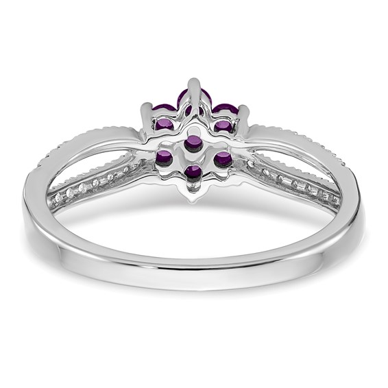 14k White Gold Gemstone and Diamond Floral Ring