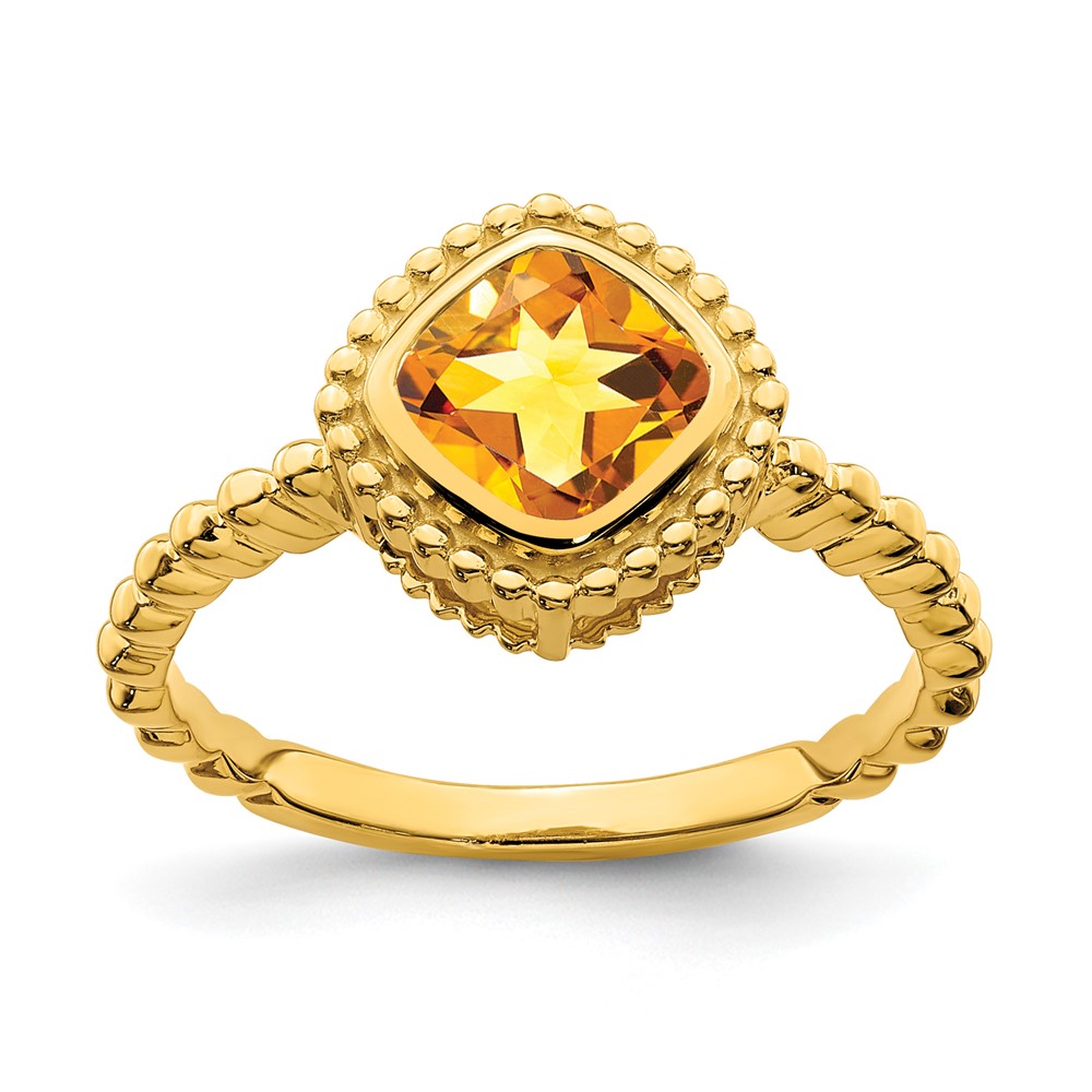 14k Cushion Citrine Ring (RM7201-CI-Y)