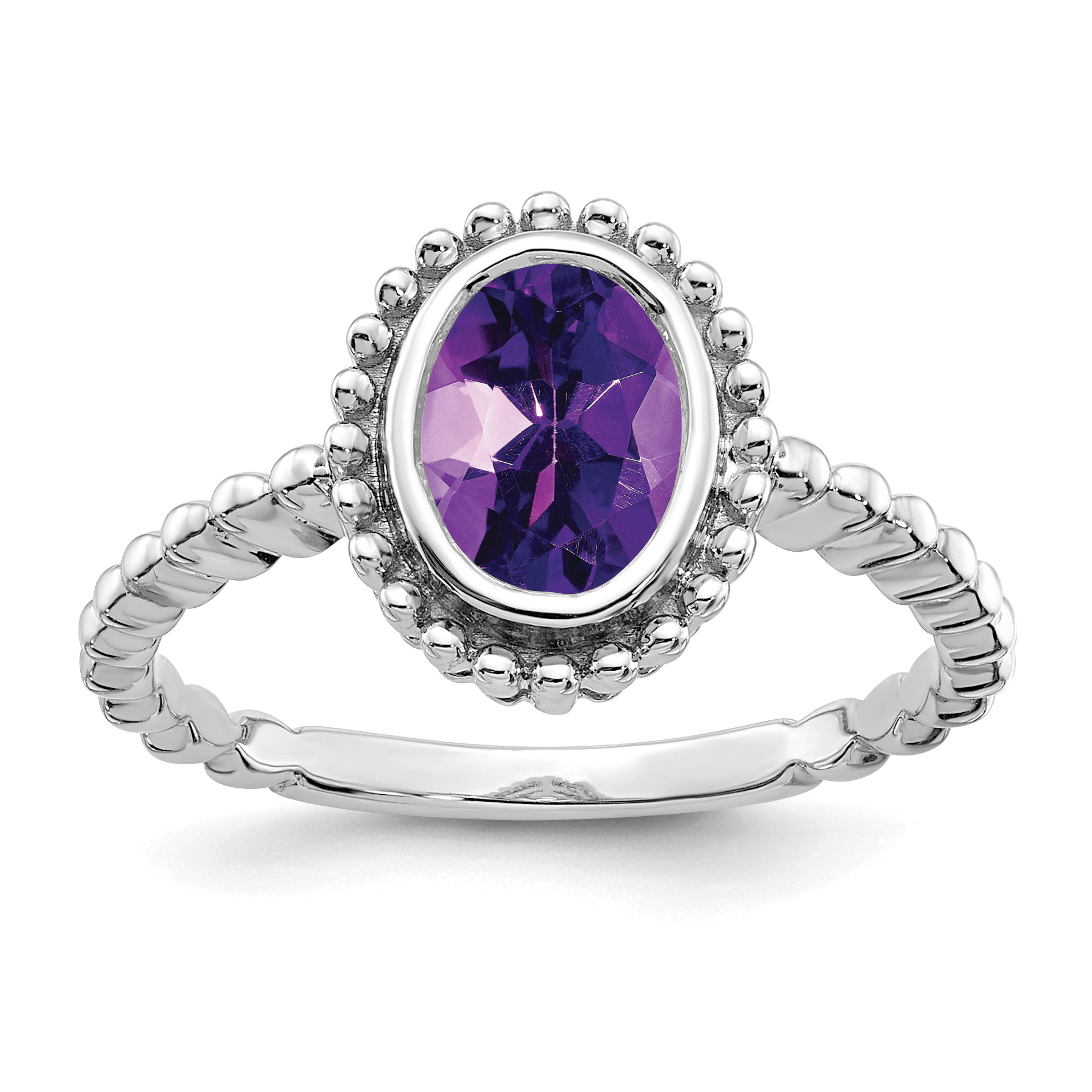 14k White Gold Oval Amethyst Ring (RM7202-AM-W)