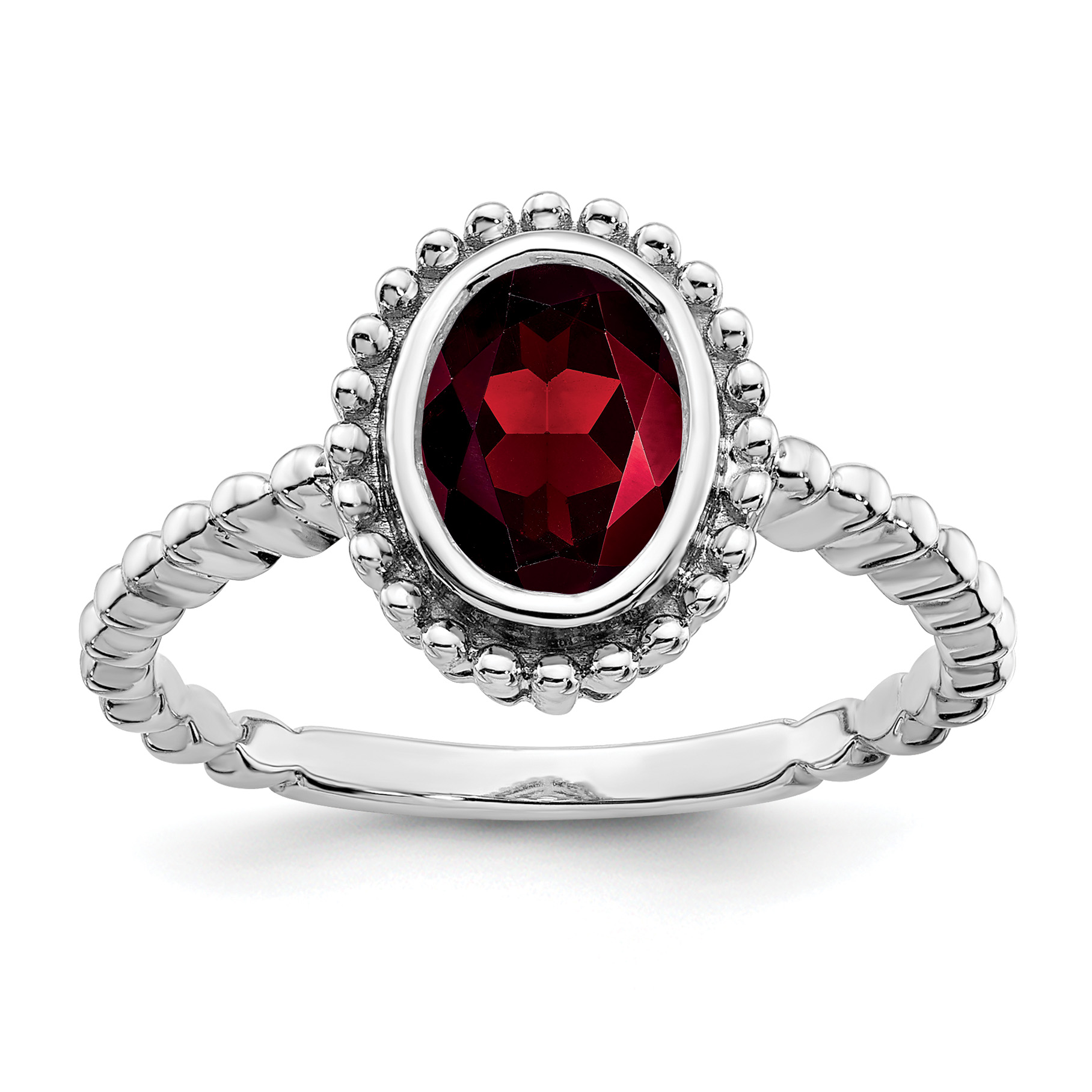 14k White Gold Oval Garnet Ring (RM7202-GA-W)