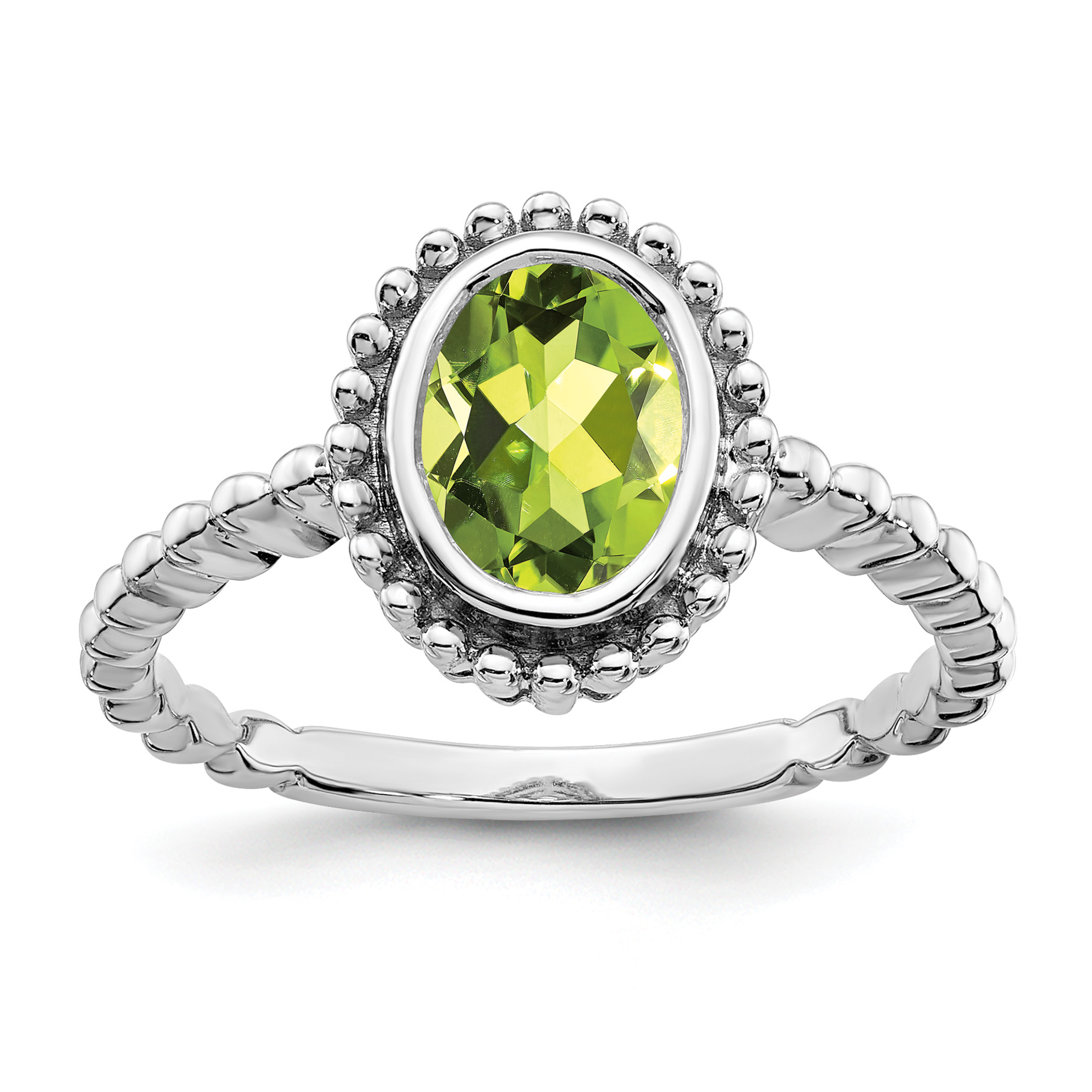 14k White Gold Oval Peridot Ring (RM7202-PE-W)