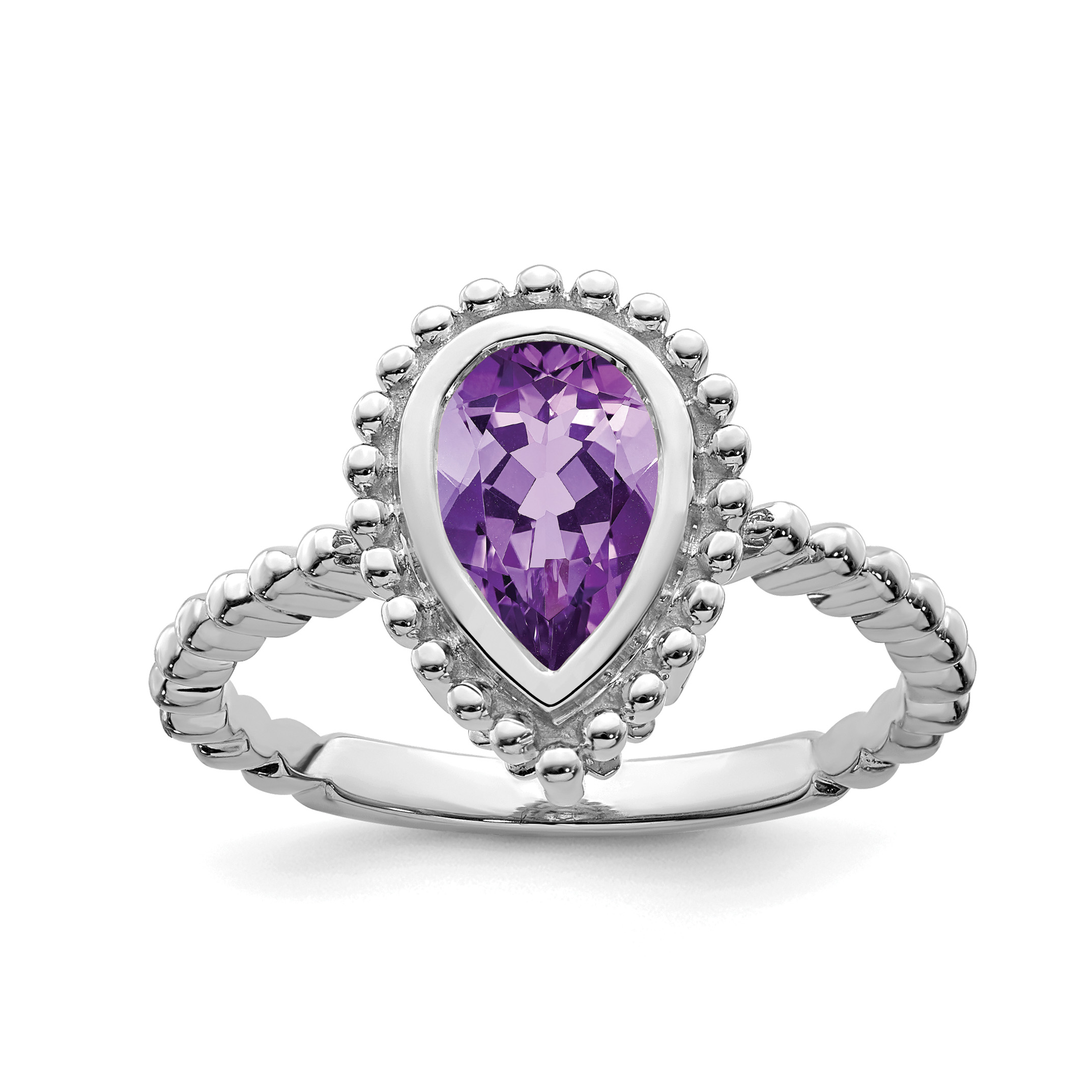 14k White Gold Pear Amethyst Ring (RM7203-AM-W)