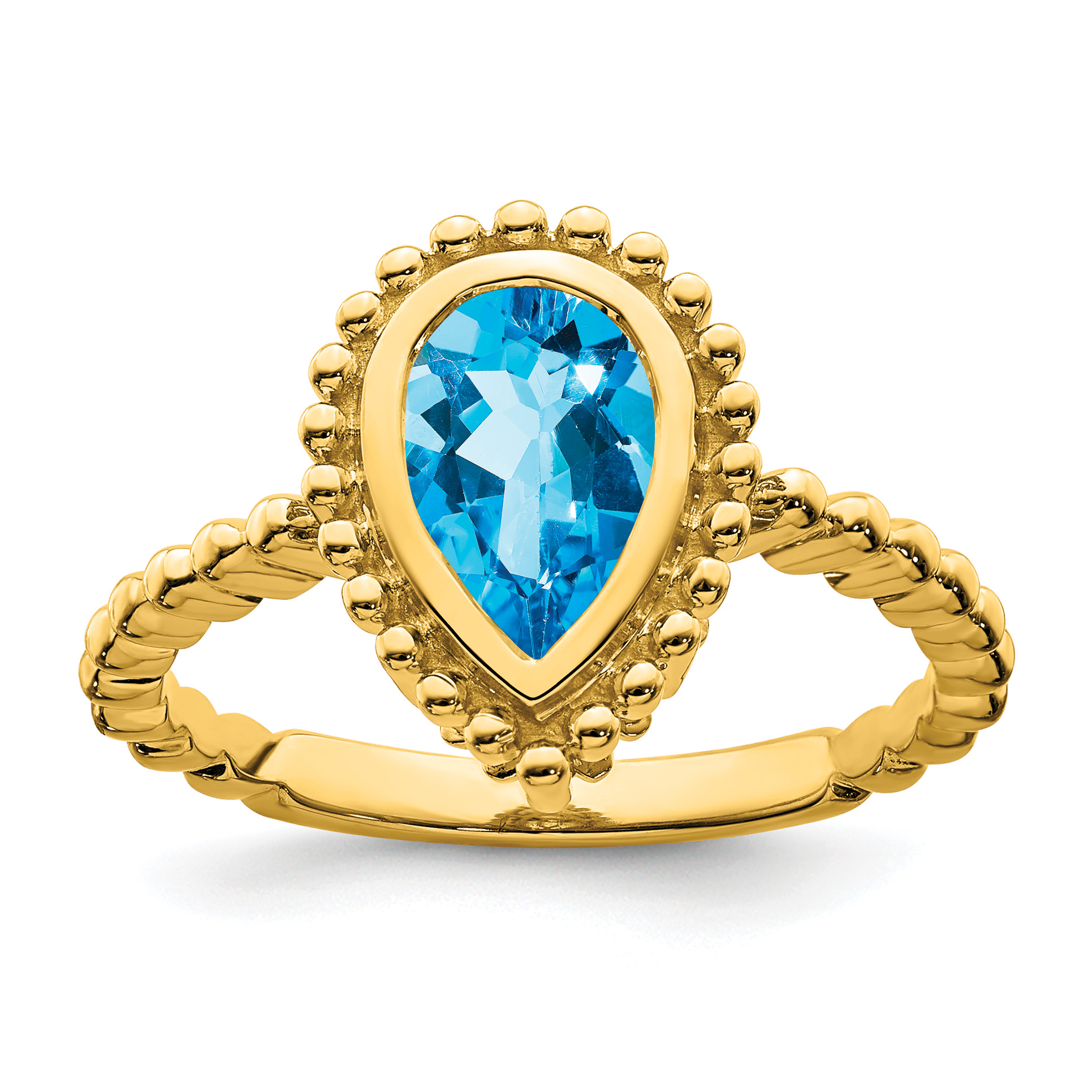 14k Pear Blue Topaz Ring (RM7203-BT-Y)