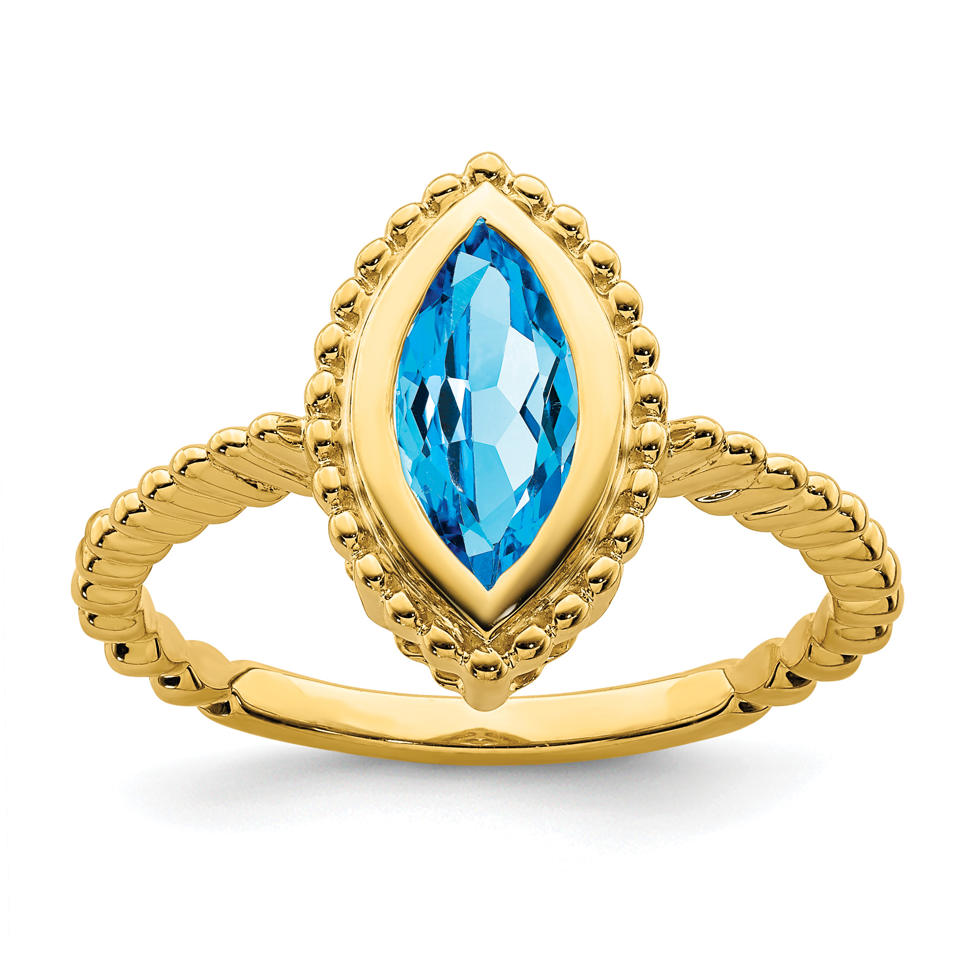 14k Marquise Blue Topaz Ring (RM7204-BT-Y)