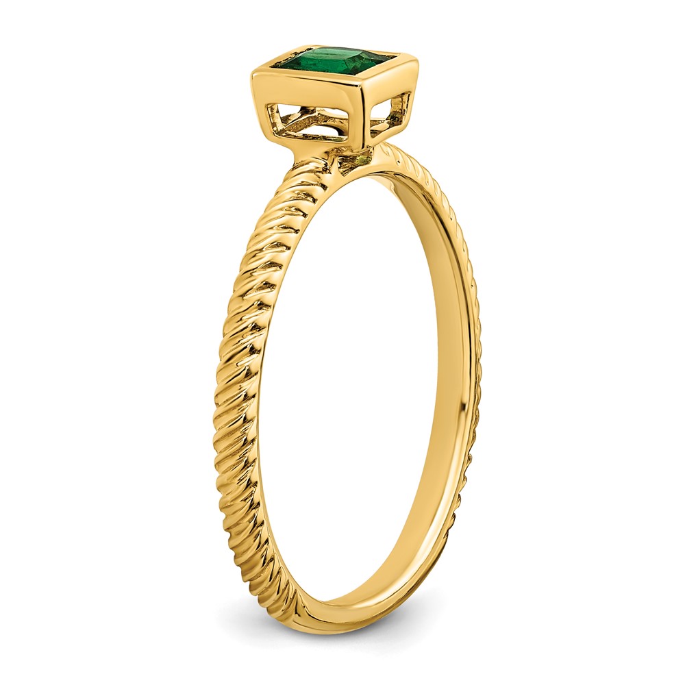 14k Square Bezel Emerald Ring (RM7230-EM-Y)