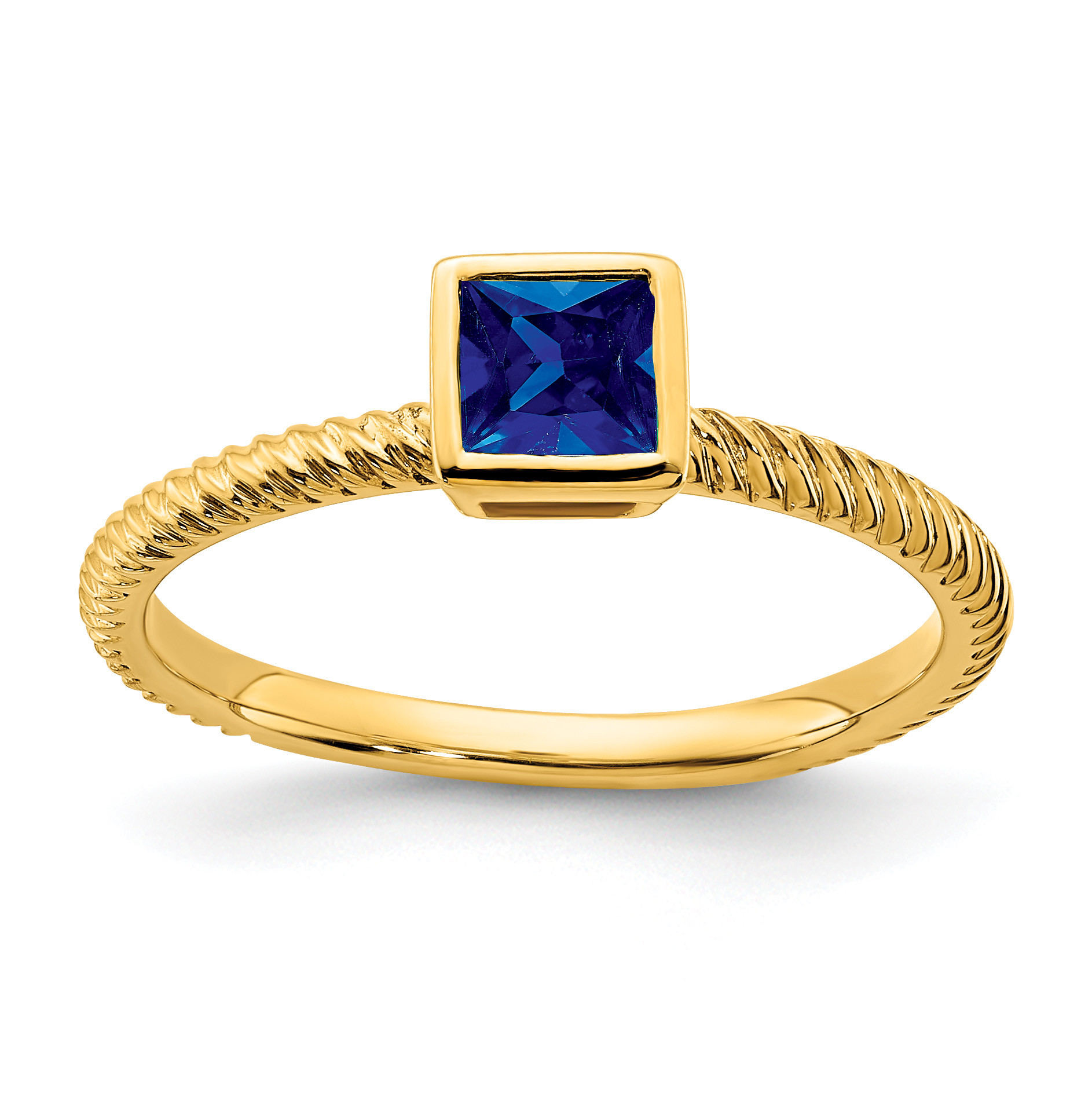 14k Square Bezel Sapphire Ring (RM7230-SA-Y)
