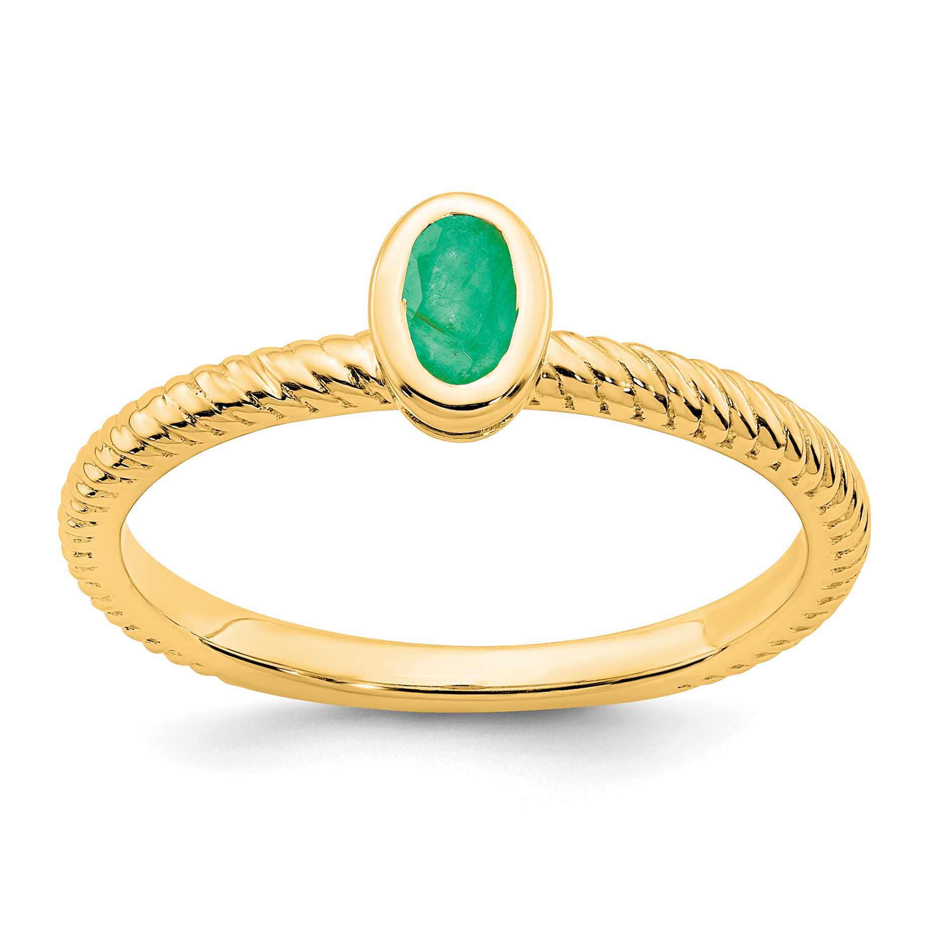 14k Oval Bezel Emerald Ring (RM7232-EM-Y)