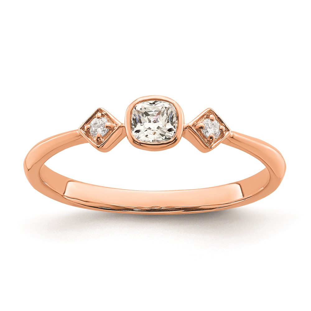 14k Rose Gold Petite 3-Stone 1/4 carat Cushion-cut Diamond Complete Promise/Engagement Ring