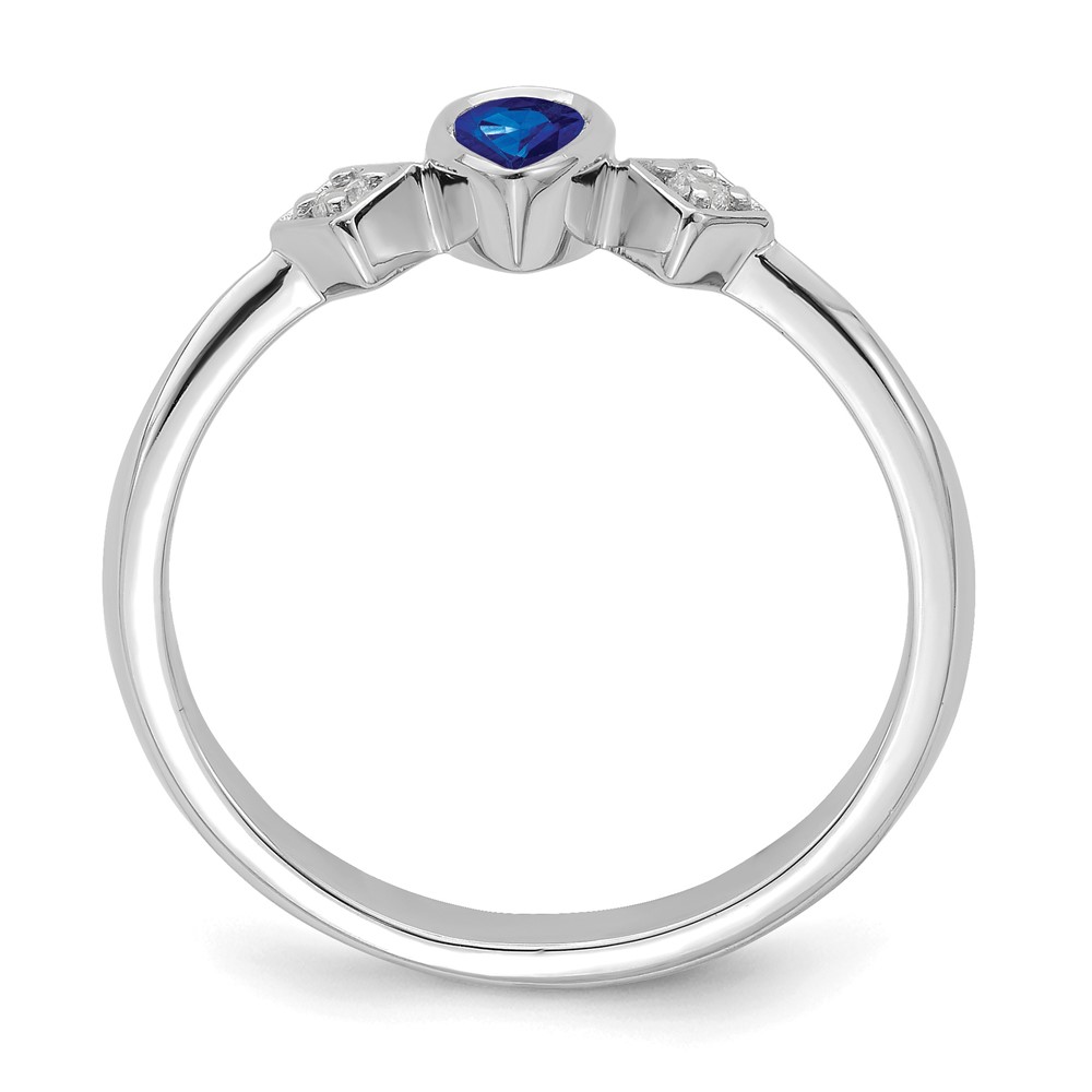 14k White Gold Pear Bezel Sapphire and Diamond Ring (RM7234-SA-004-WA)
