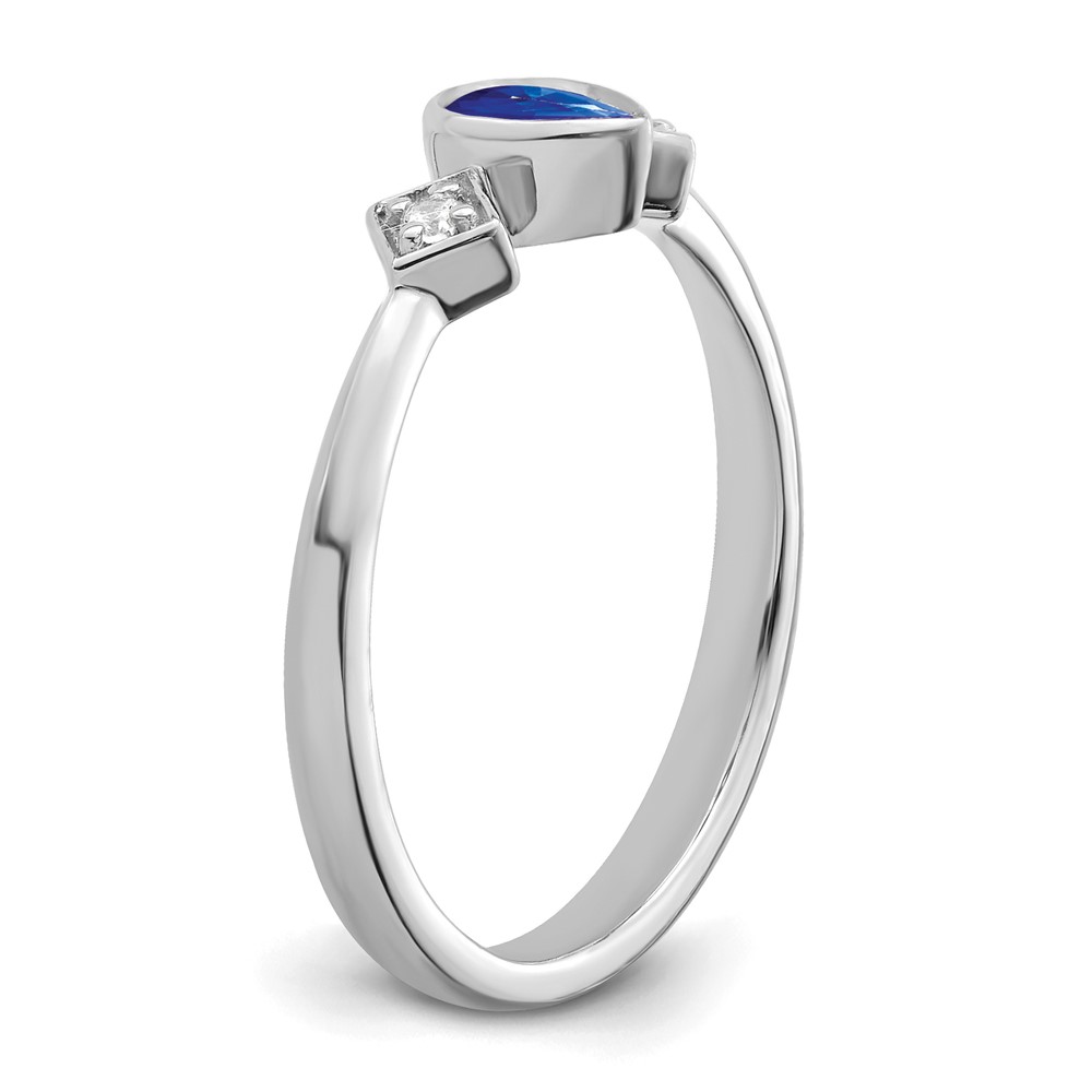 14k White Gold Pear Bezel Sapphire and Diamond Ring (RM7234-SA-004-WA)