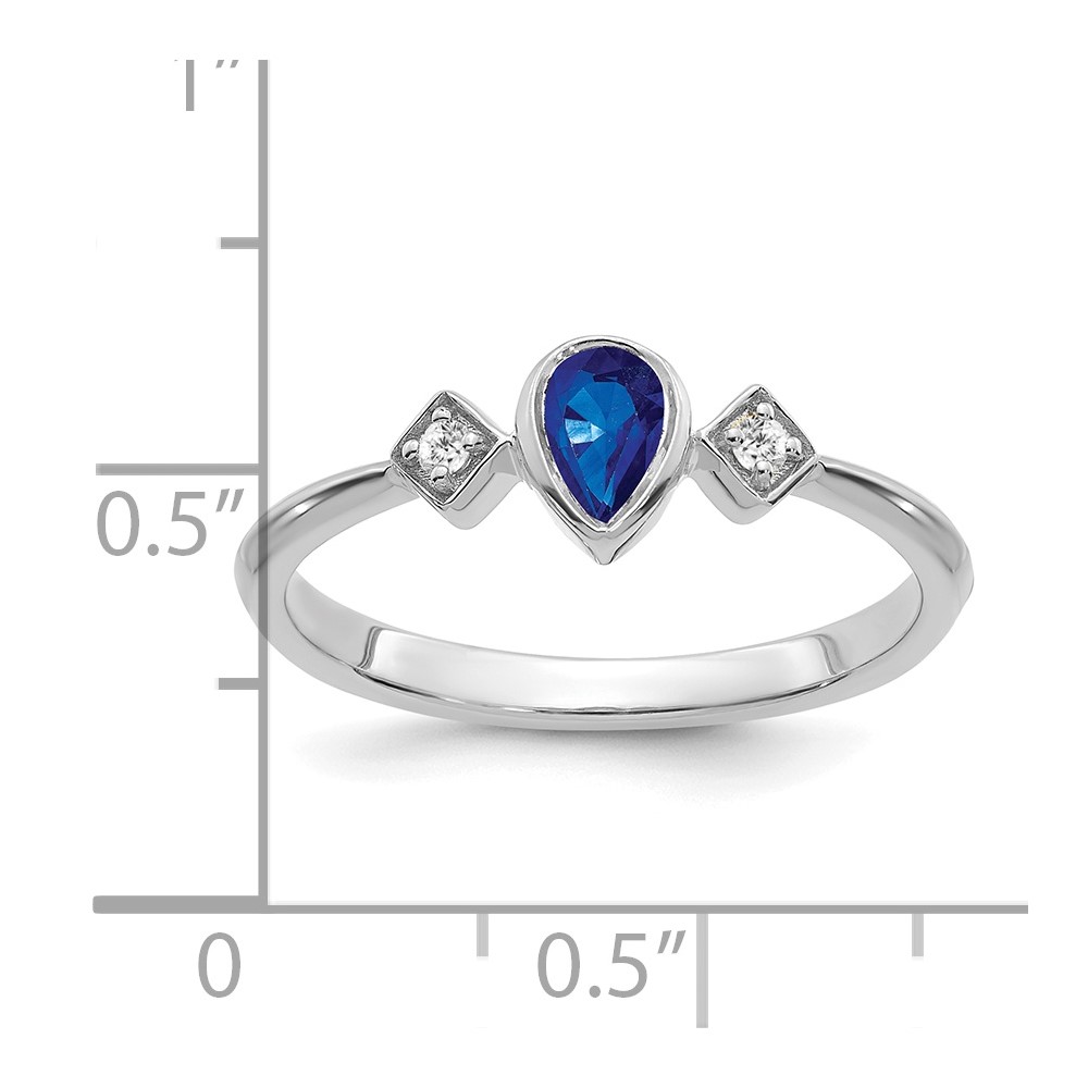 14k White Gold Pear Bezel Sapphire and Diamond Ring (RM7234-SA-004-WA)