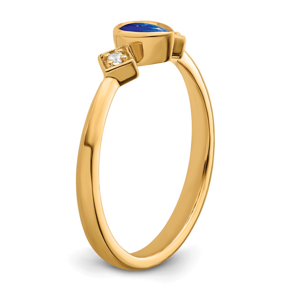14k Pear Bezel Sapphire and Diamond Ring (RM7234-SA-004-YA)