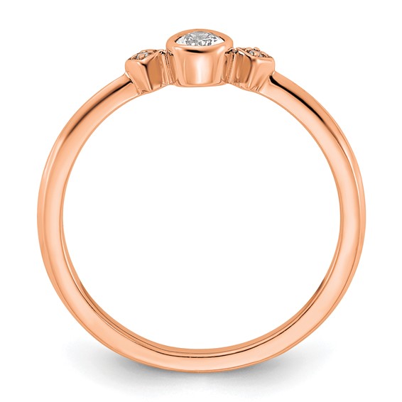 14k Rose Gold Petite 3-Stone 1/15 carat Pear Diamond Complete Promise/Engagement Ring