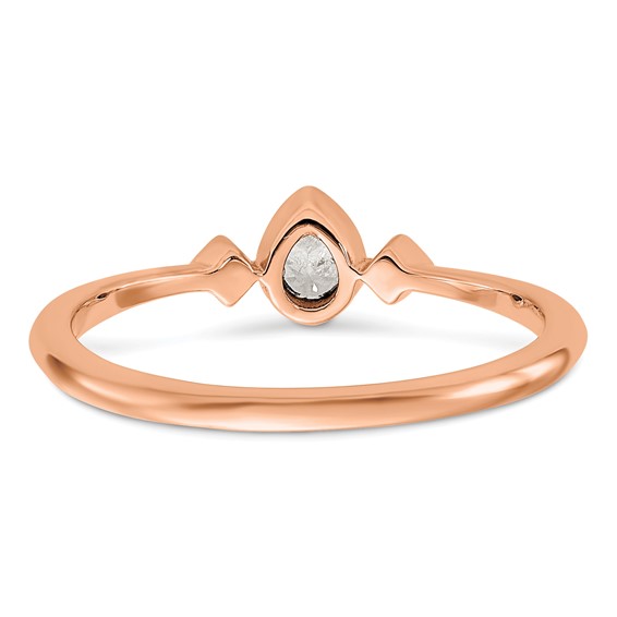 14k Rose Gold Petite 3-Stone 1/15 carat Pear Diamond Complete Promise/Engagement Ring