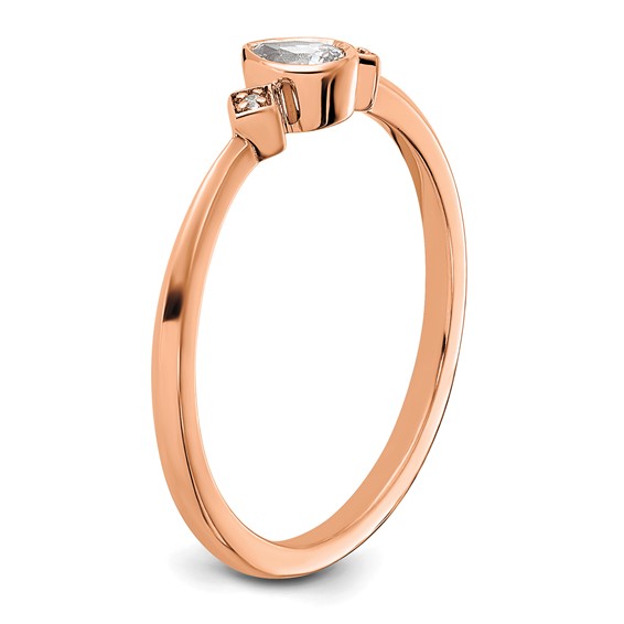 14k Rose Gold Petite 3-Stone 1/15 carat Pear Diamond Complete Promise/Engagement Ring