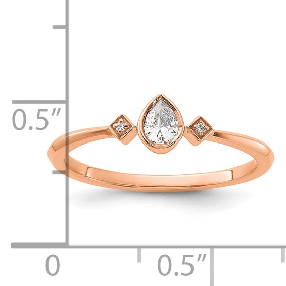 14k Rose Gold Petite 3-Stone 1/15 carat Pear Diamond Complete Promise/Engagement Ring