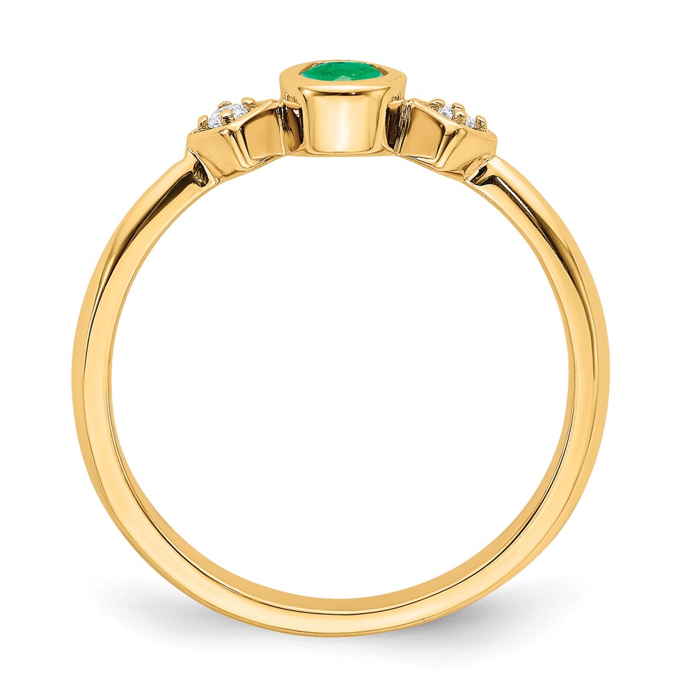 14k Oval Bezel Emerald and Diamond Ring (RM7235-EM-004-YA)