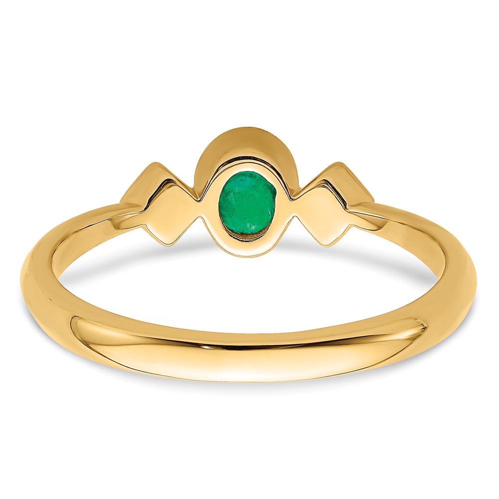 14k Oval Bezel Emerald and Diamond Ring (RM7235-EM-004-YA)