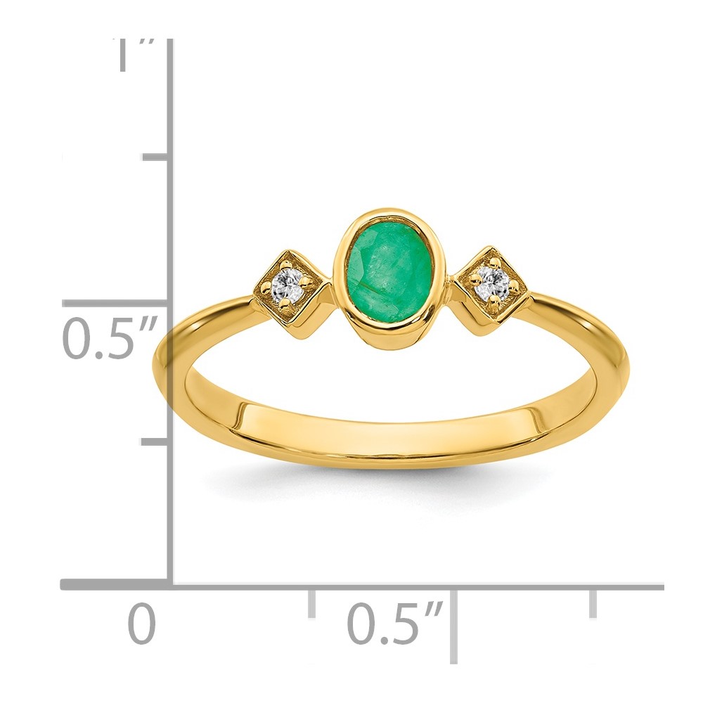 14k Oval Bezel Emerald and Diamond Ring (RM7235-EM-004-YA)