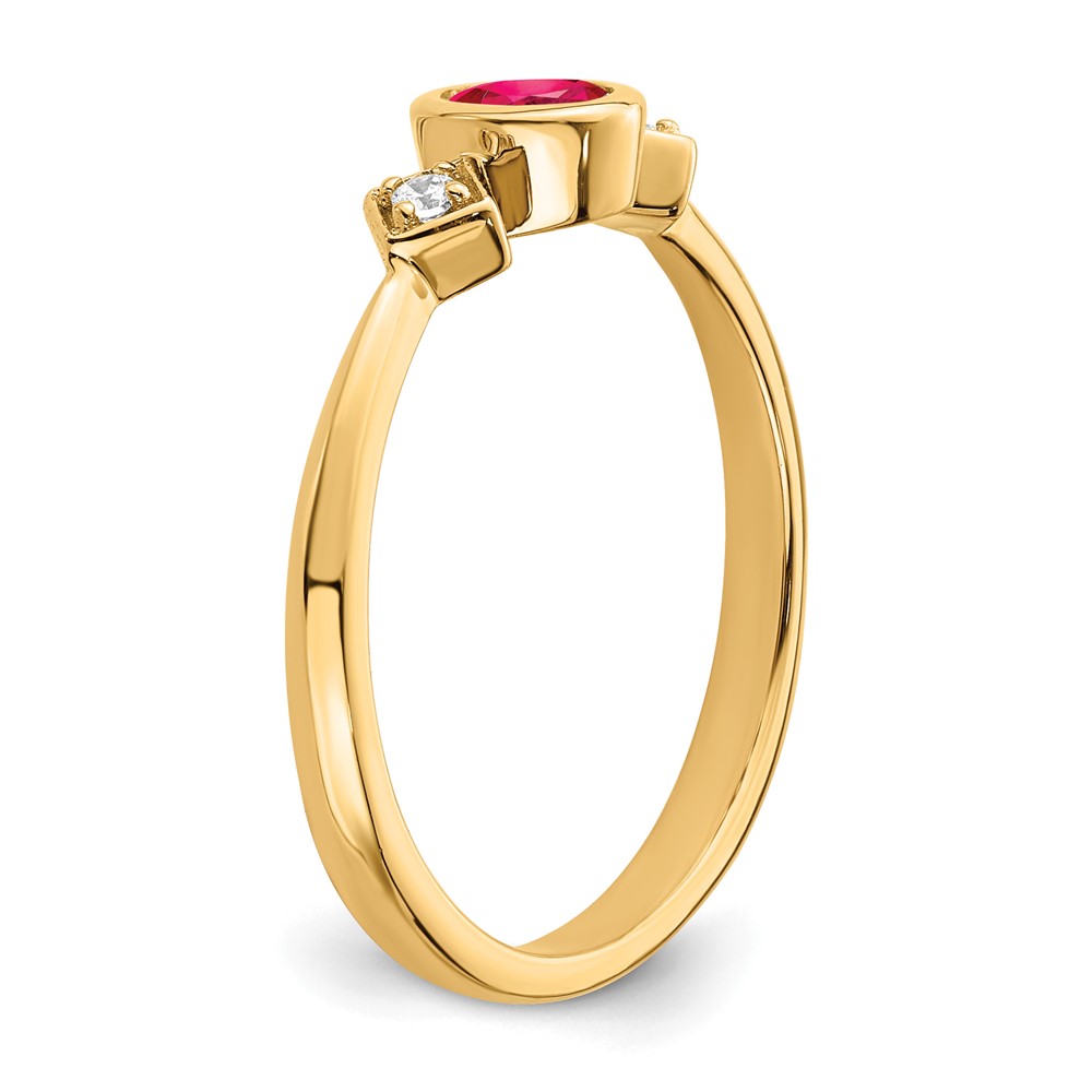 14k Oval Bezel Ruby and Diamond Ring (RM7235-RU-004-YA)