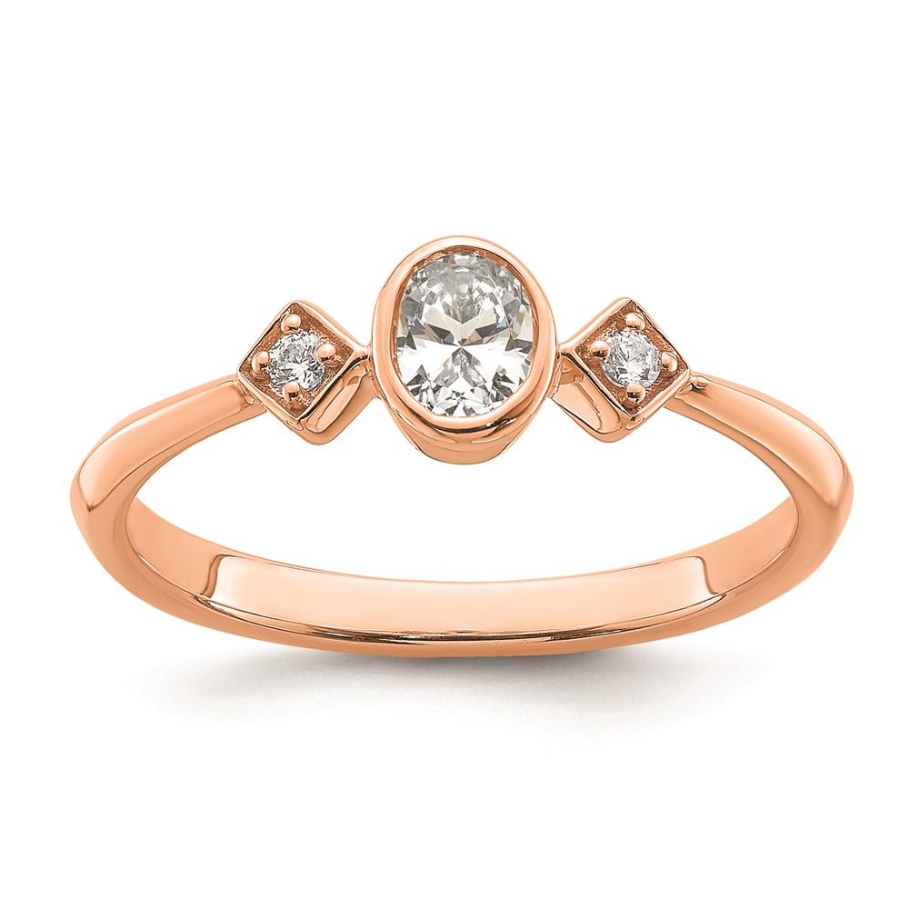 14k Rose Gold Petite 3-Stone 1/4 carat Oval Diamond Complete Promise/Engagement Ring