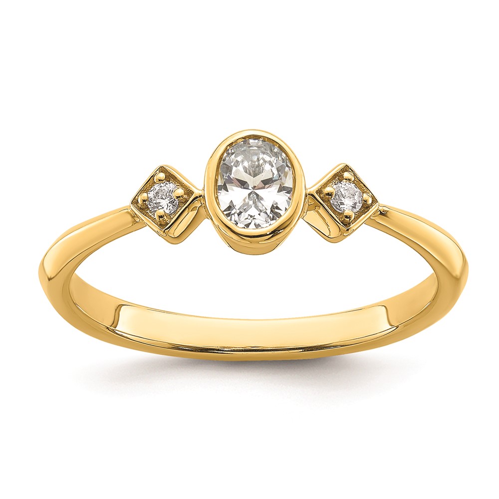 14k Petite 3-Stone 1/4 carat Oval Diamond Complete Promise/Engagement Ring