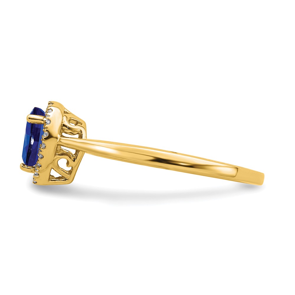 14k Pear Sapphire and Diamond Halo Ring (RM7237-SA-009-YA)