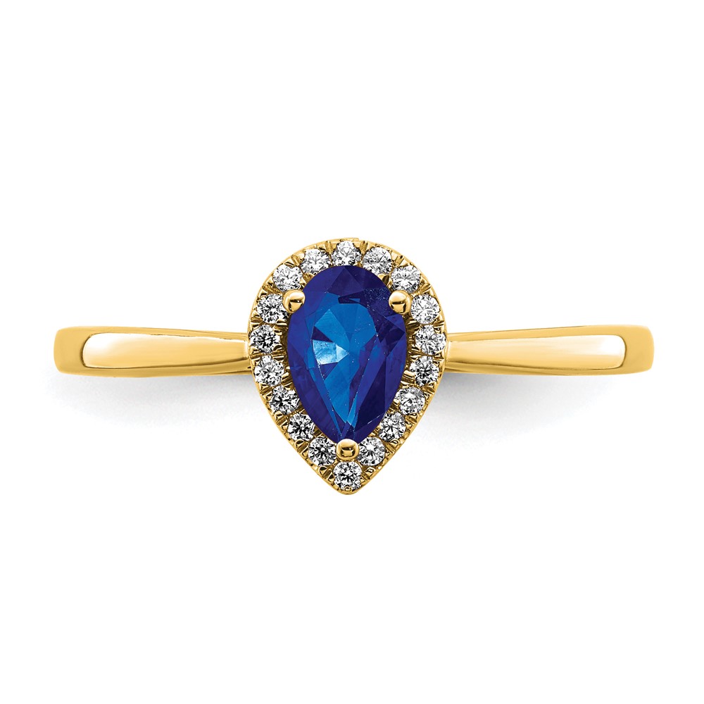 14k Pear Sapphire and Diamond Halo Ring (RM7237-SA-009-YA)