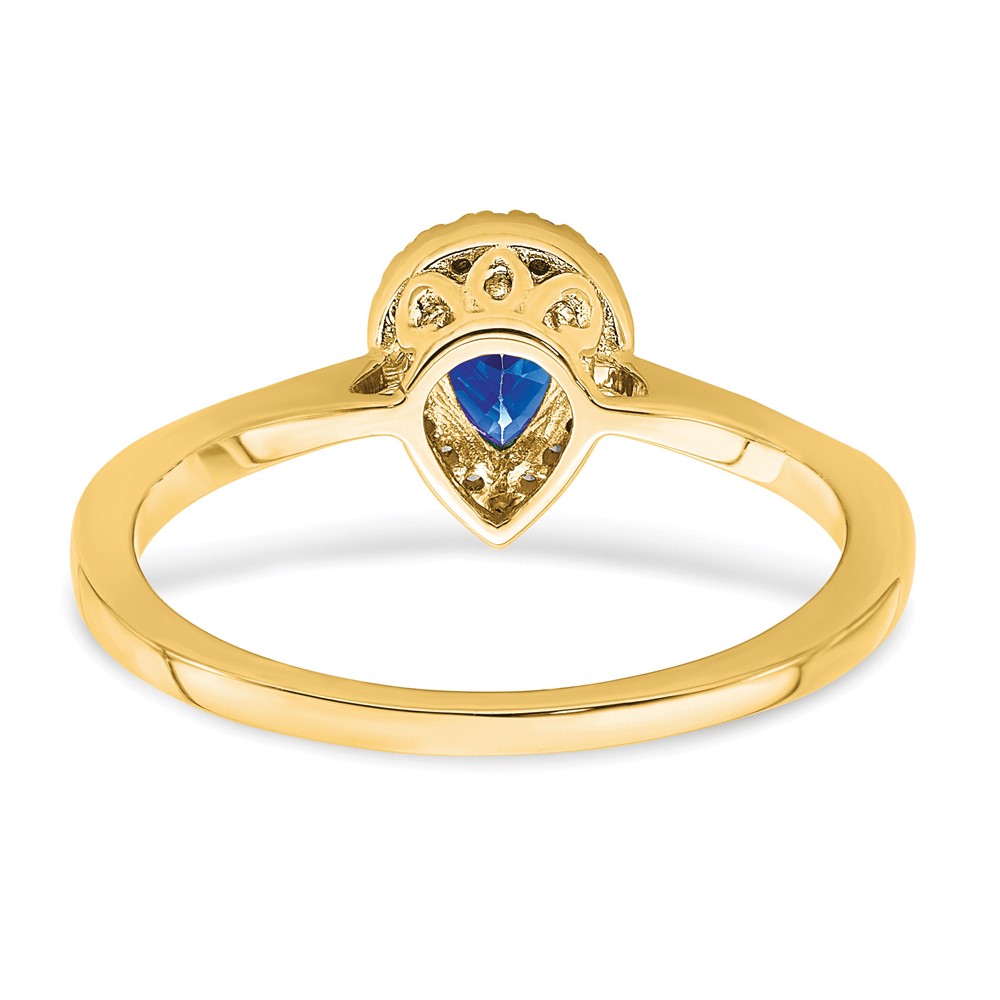 14k Pear Sapphire and Diamond Halo Ring (RM7237-SA-009-YA)