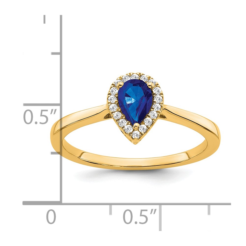 14k Pear Sapphire and Diamond Halo Ring (RM7237-SA-009-YA)