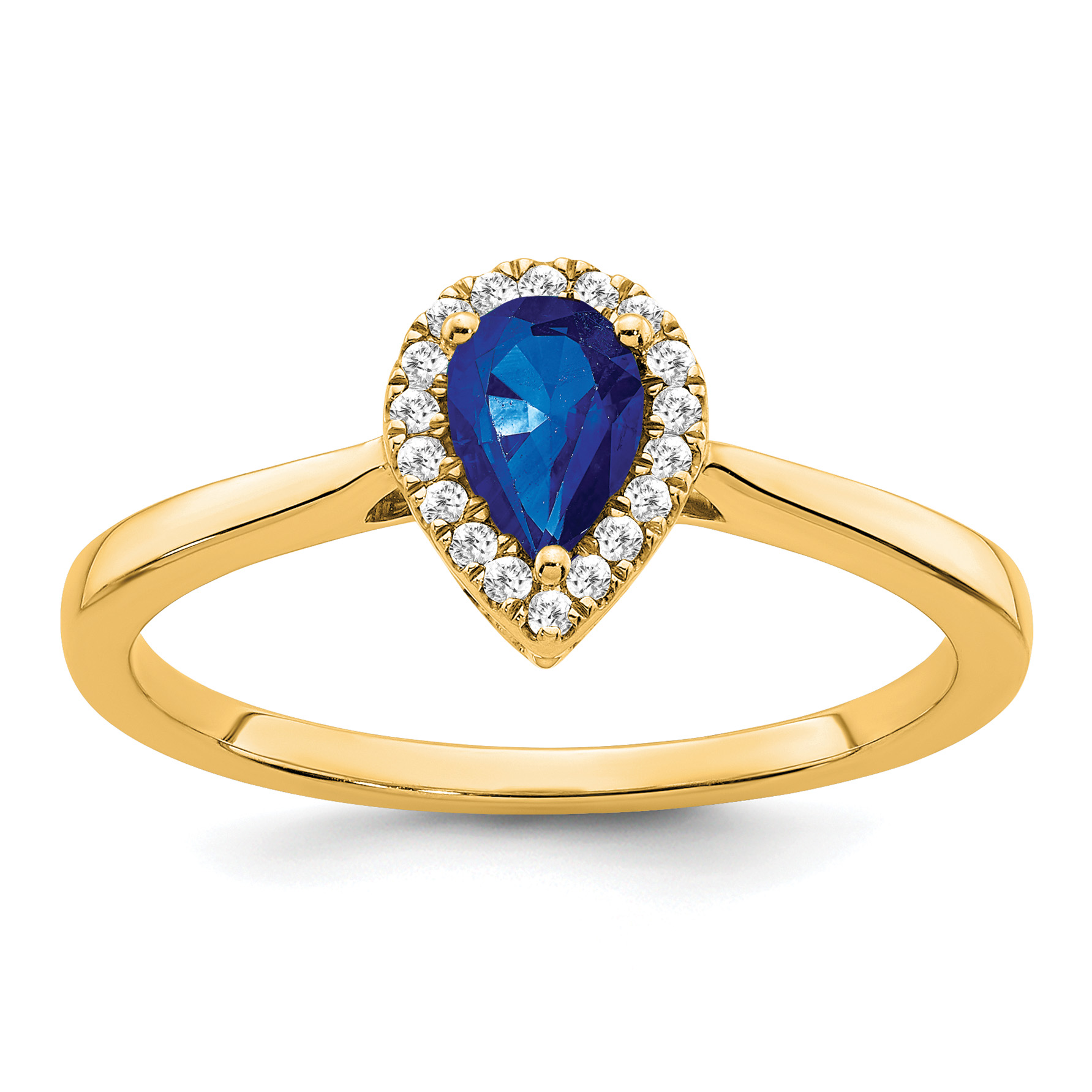 14k Pear Sapphire and Diamond Halo Ring (RM7237-SA-009-YA)
