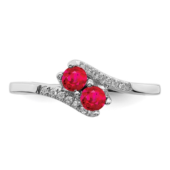 Gemstone and Diamond 2-Stone Bypass Rings