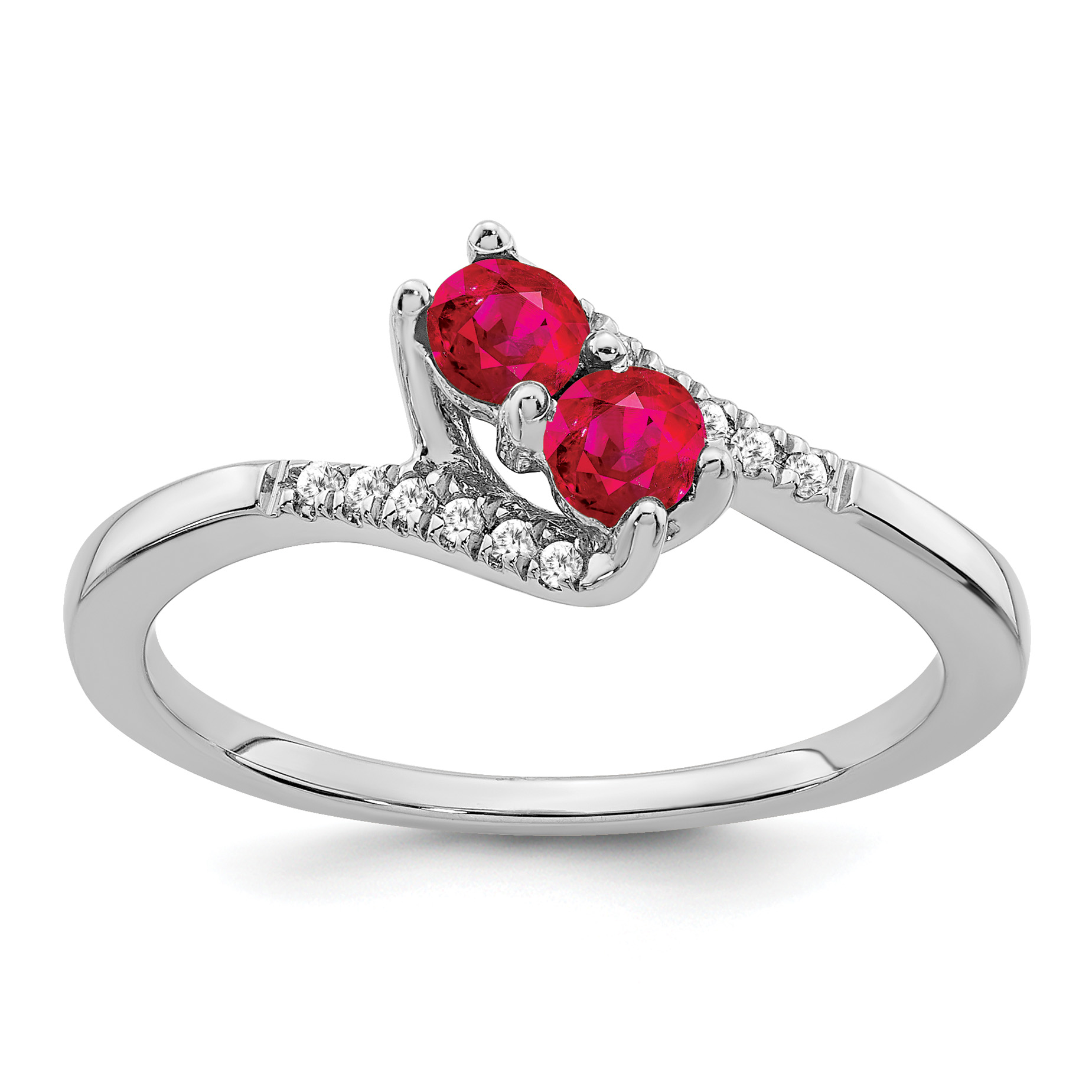 14k White Gold Ruby and Diamond 2-stone Bypass Ring (RM7239-RU-006-WA)