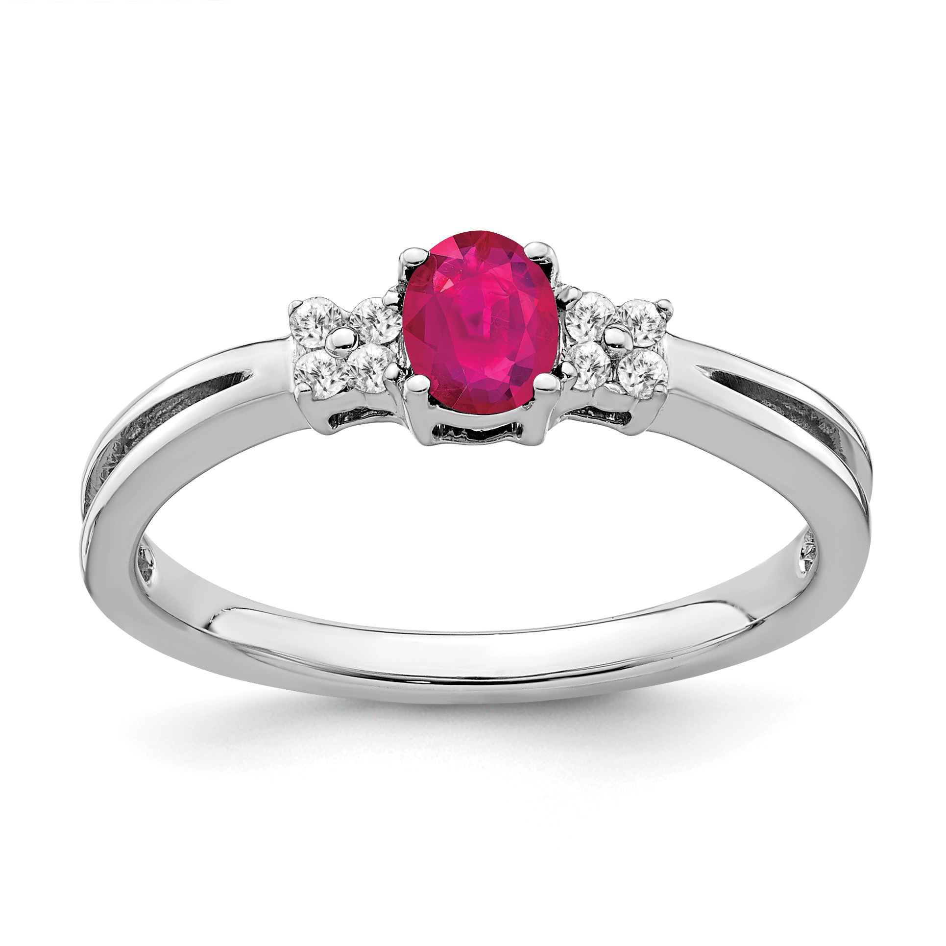 14k White Gold Oval Ruby and Diamond Ring (RM7240-RU-008-WA)
