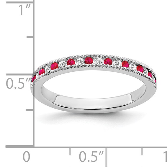 14k White Gold Gemstone & Diamond Bands