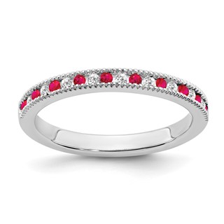 14k White Gold Gemstone & Diamond Bands