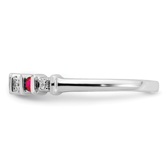 14k White Gold Gemstone and Diamond Band