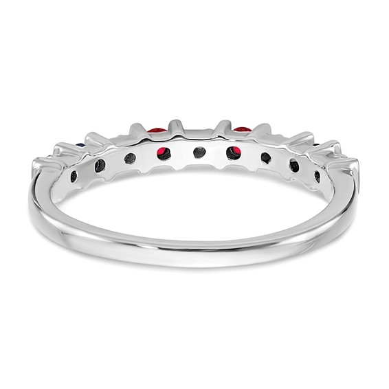 14k White Gold Gemstone and Diamond Band