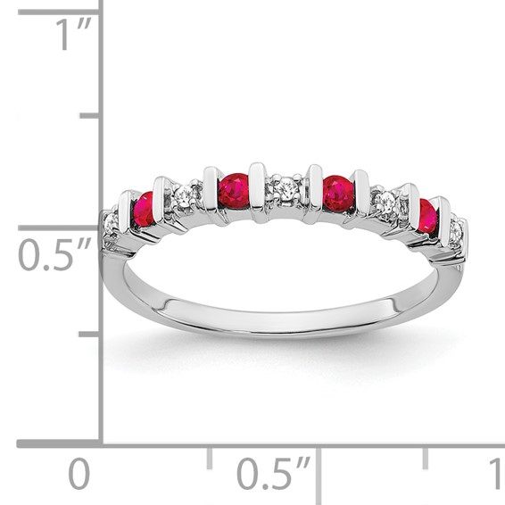 14k White Gold Gemstone and Diamond Band