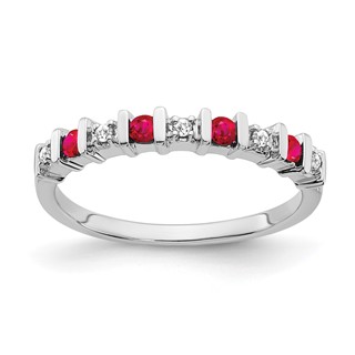 14k White Gold Gemstone and Diamond Band