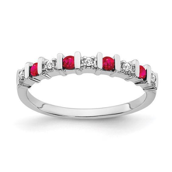 14k White Gold Gemstone and Diamond Band