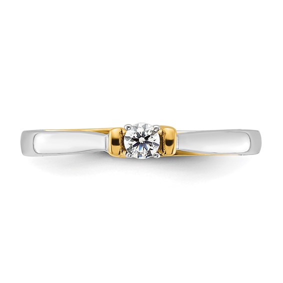 14k Two-tone 1/8 carat Lab Grown Diamond VS/SI+ G+ Complete Petite Engagement Ring