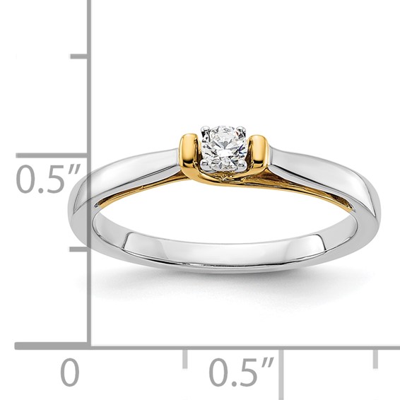 14k Two-tone 1/8 carat Lab Grown Diamond VS/SI+ G+ Complete Petite Engagement Ring