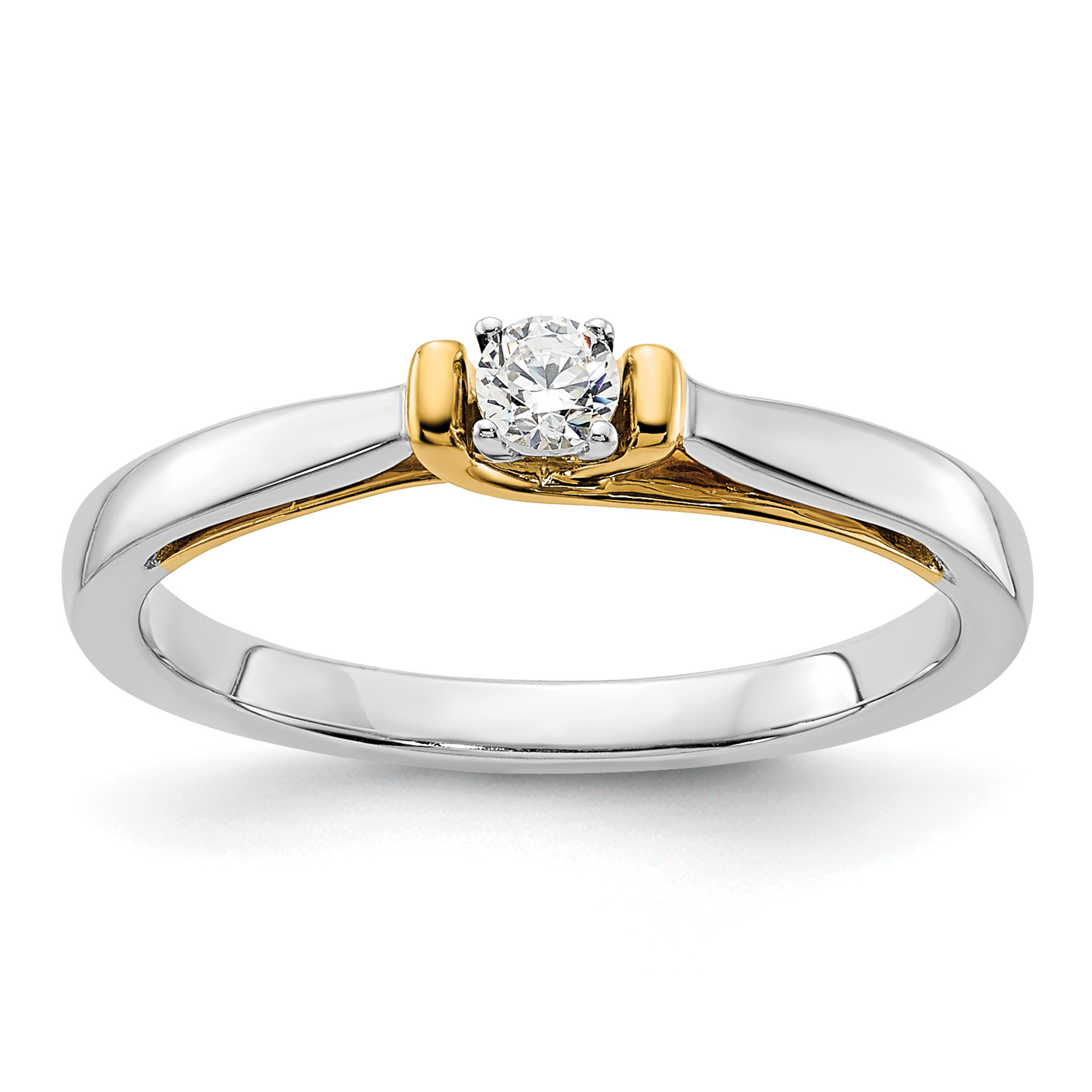 14k Two-tone 1/8 carat Lab Grown Diamond VS/SI+ G+ Complete Petite Engagement Ring (RM7269E-012-WYLG)