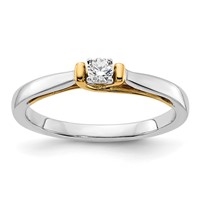 14K Two-tone 0.12 Carat Lab Grown Diamond VS SI+ G+ Complete Petite Engagement Ring view 1