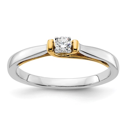 14K Two-tone 0.12 Carat Lab Grown Diamond VS SI+ G+ Complete Petite Engagement Ring