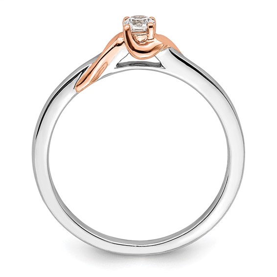 First Promise 14k White and Rose Gold 1/10 carat Round Diamond Complete Promise/Engagement Ring