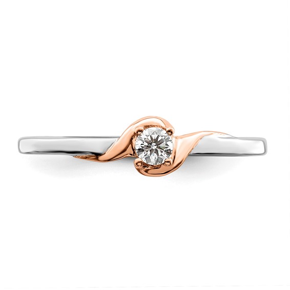 First Promise 14k White and Rose Gold 1/10 carat Round Diamond Complete Promise/Engagement Ring