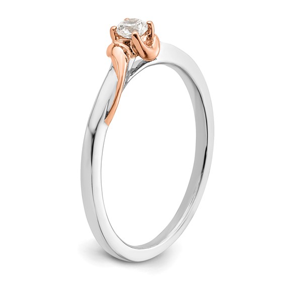 First Promise 14k White and Rose Gold 1/10 carat Round Diamond Complete Promise/Engagement Ring