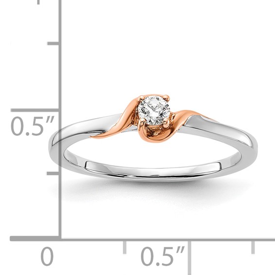 First Promise 14k White and Rose Gold 1/10 carat Round Diamond Complete Promise/Engagement Ring